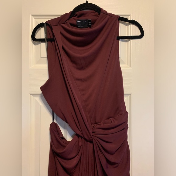 ASOS Design High-Neck Drape Cut Out Midi Dress size 12 "Plum" - Picture 14 of 14